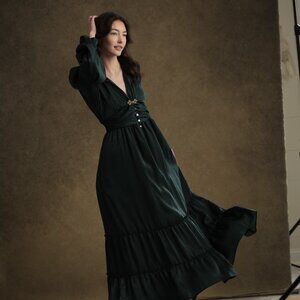 Altar’d State Green Satin Dress